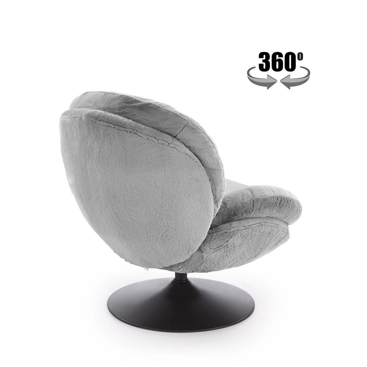 Fotoliu SHELL, blana artificiala gri - Lapit 06, 80x87x86 cm
