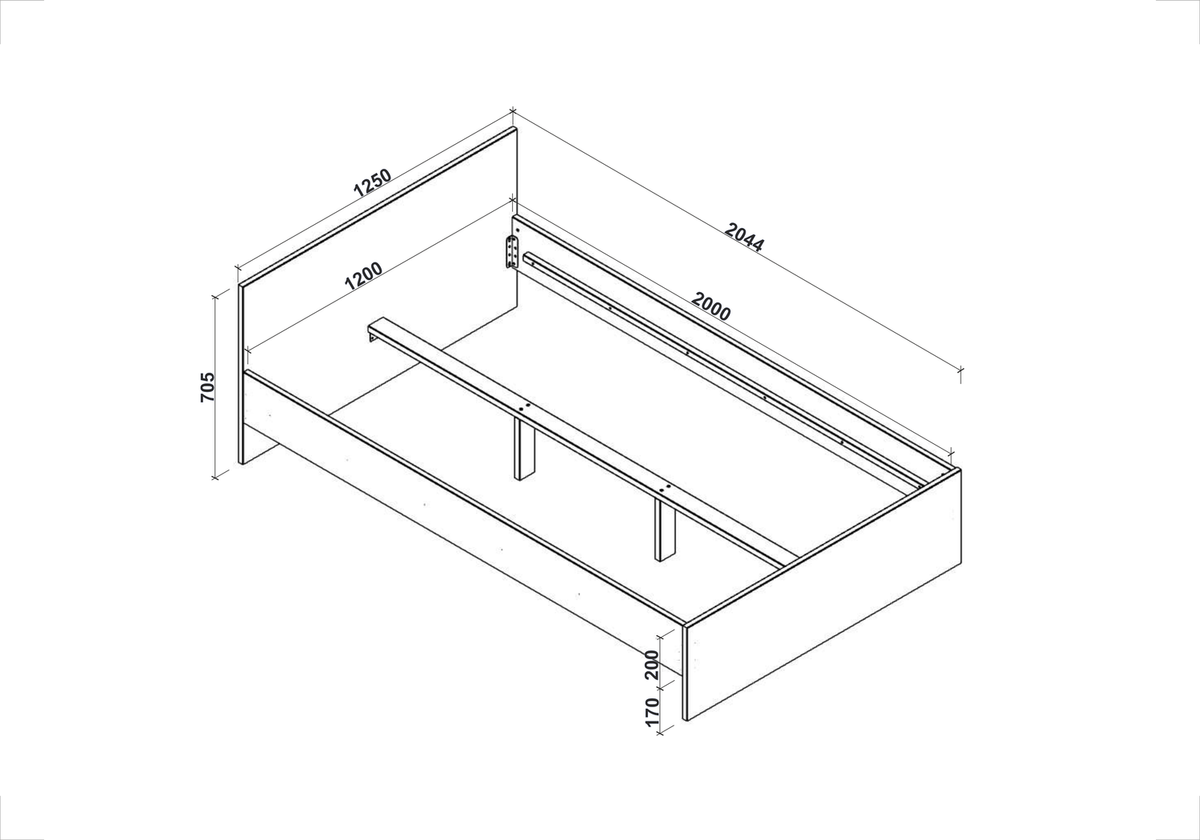 Cadru pat Lima 120x200, alb, PAL laminat