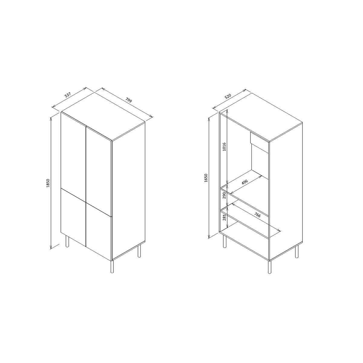Dulap ASENSIO S-1, gri deschis, PAL laminat/metal, cu 4 usi, 80x54x185 cm