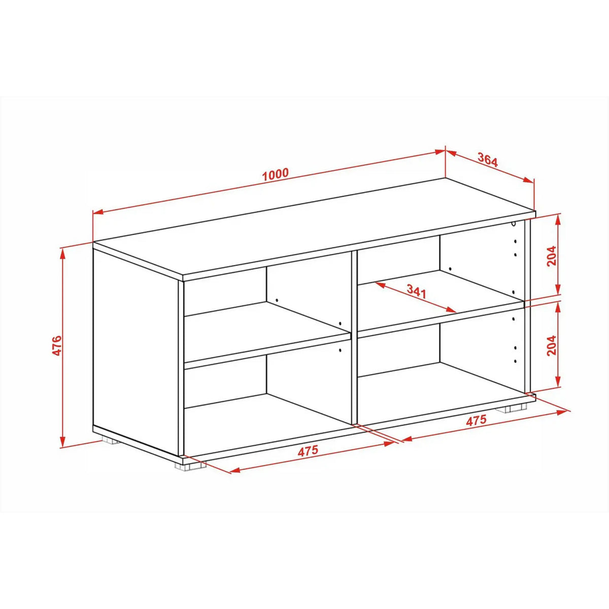 Pantofar CLIF ST-100, alb, PAL laminat, 100x38x48 cm