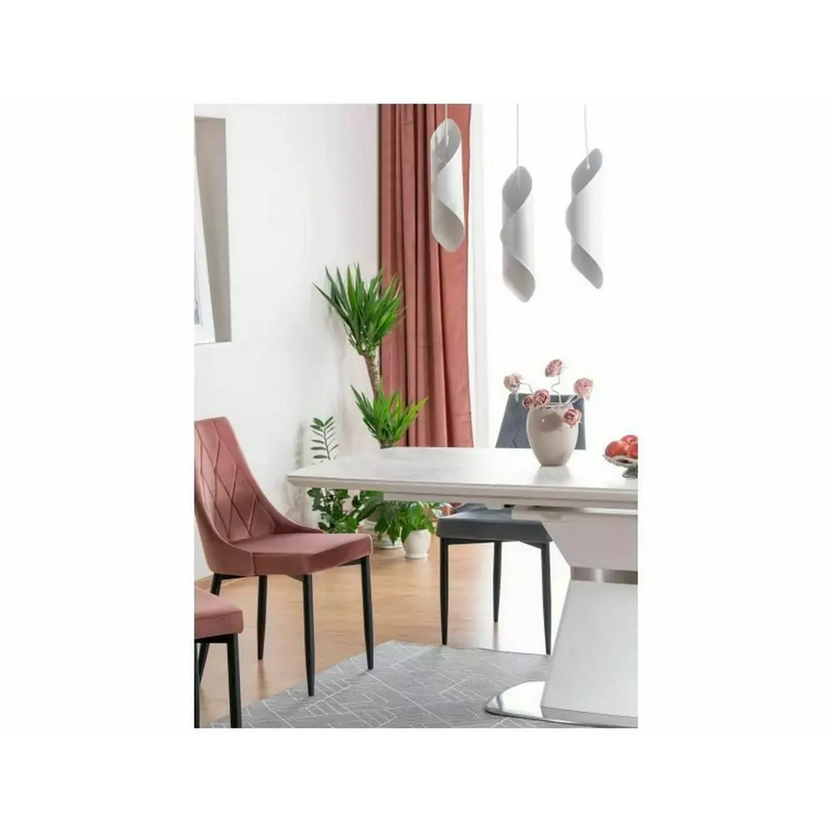 Masa extensibila SATURN II, alb cu efect de marmura, 160/210x90x76 cm