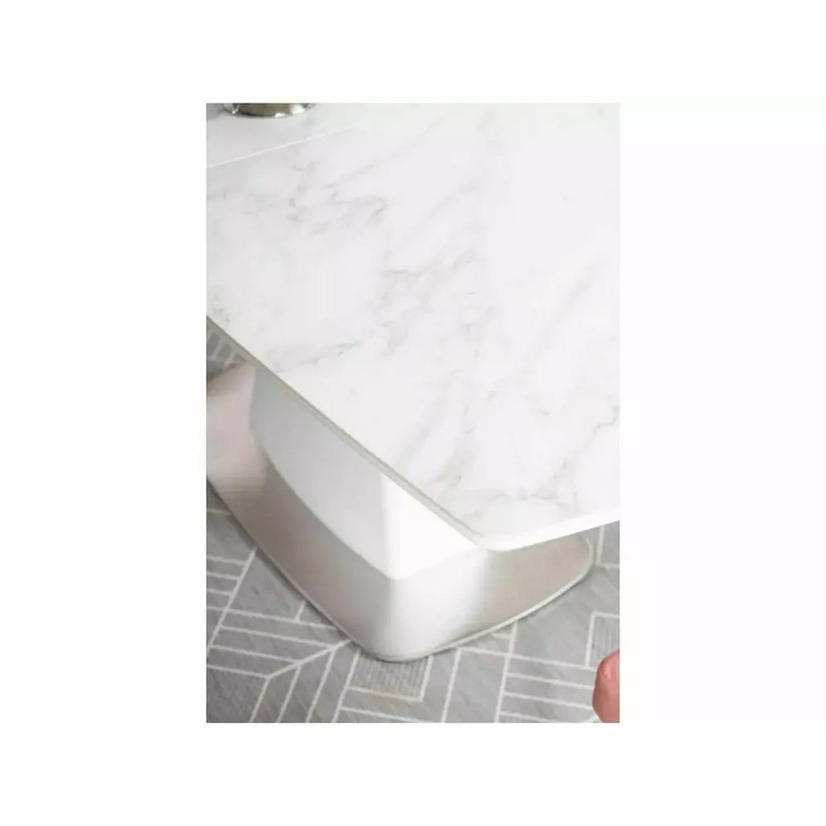 Masa extensibila SATURN II, alb cu efect de marmura, 160/210x90x76 cm