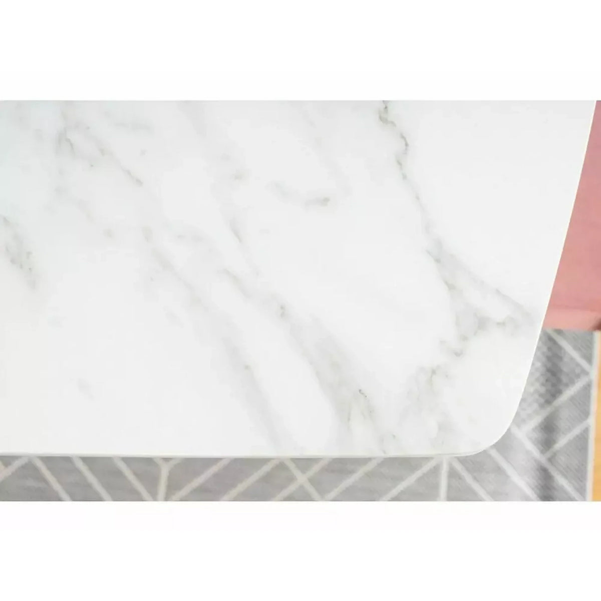 Masa extensibila SATURN II, alb cu efect de marmura, 160/210x90x76 cm