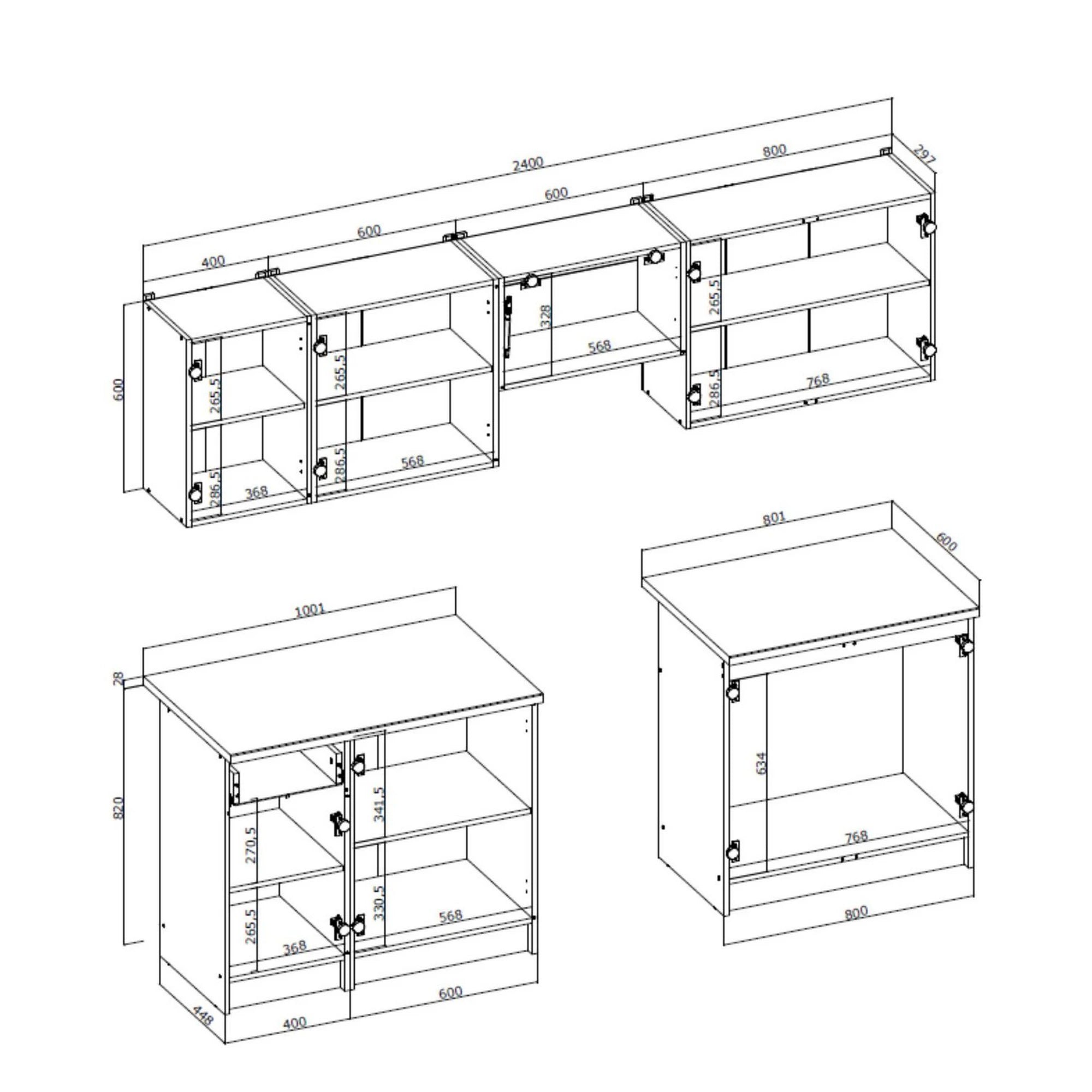 Set bucatarie TATIANA, casmir/stejar sonoma, 240 cm