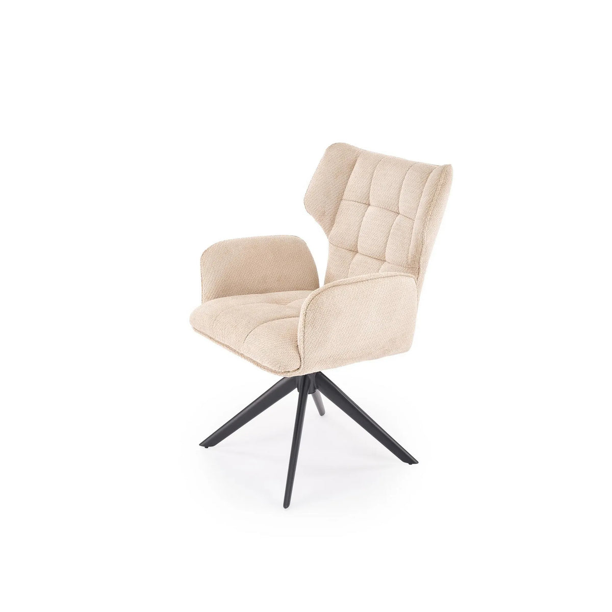 Scaun rotativ K601, bej/negru, stofa/metal, 57x64x90 cm