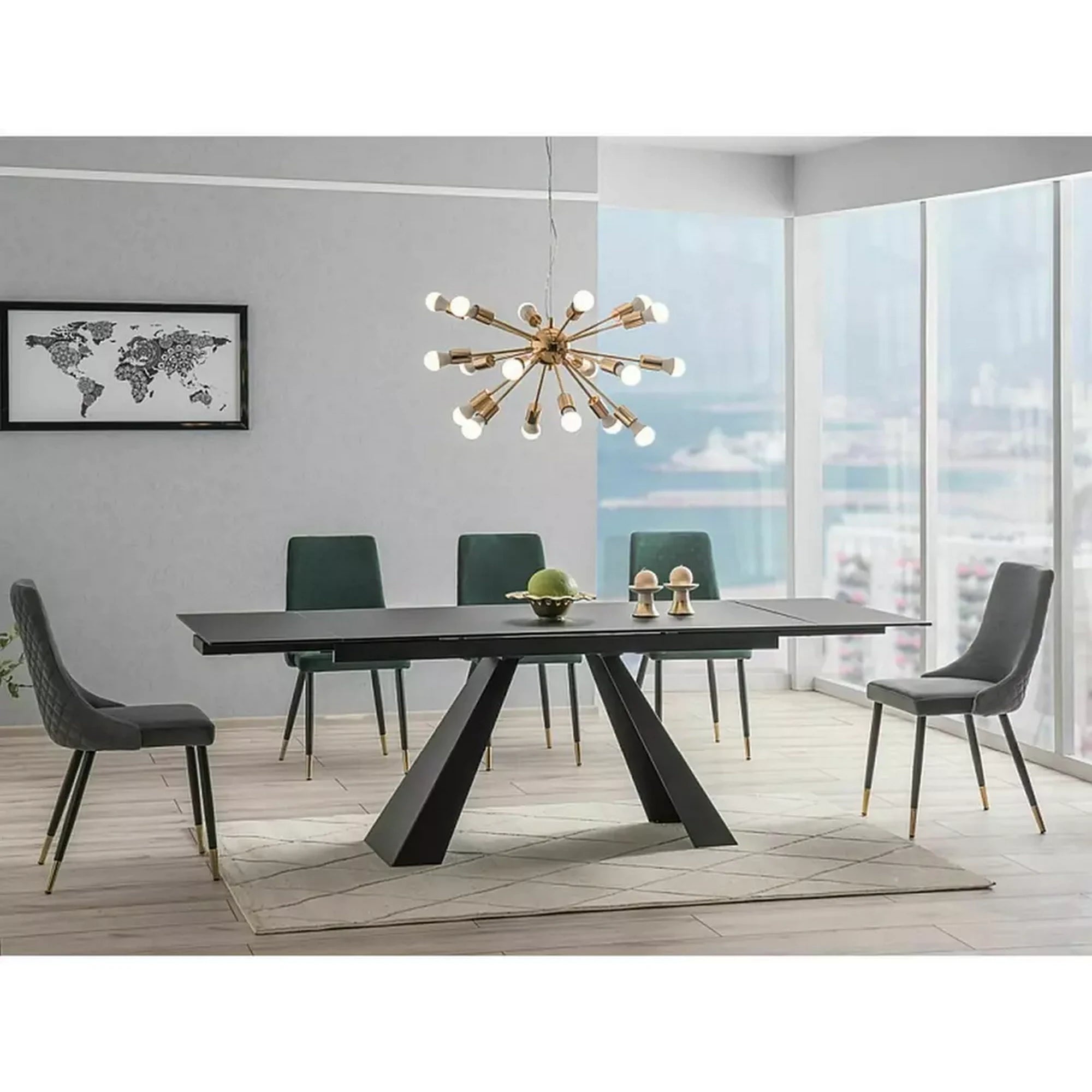 Masa extensibila SALVADORE, negru mat, sticla securizata, 120-180x80x76 cm