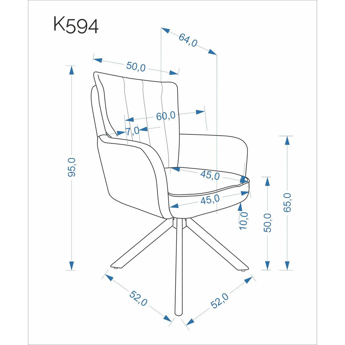 Scaun rotativ K594, bej/stejar, stofa/lemn, 60x64x95 cm