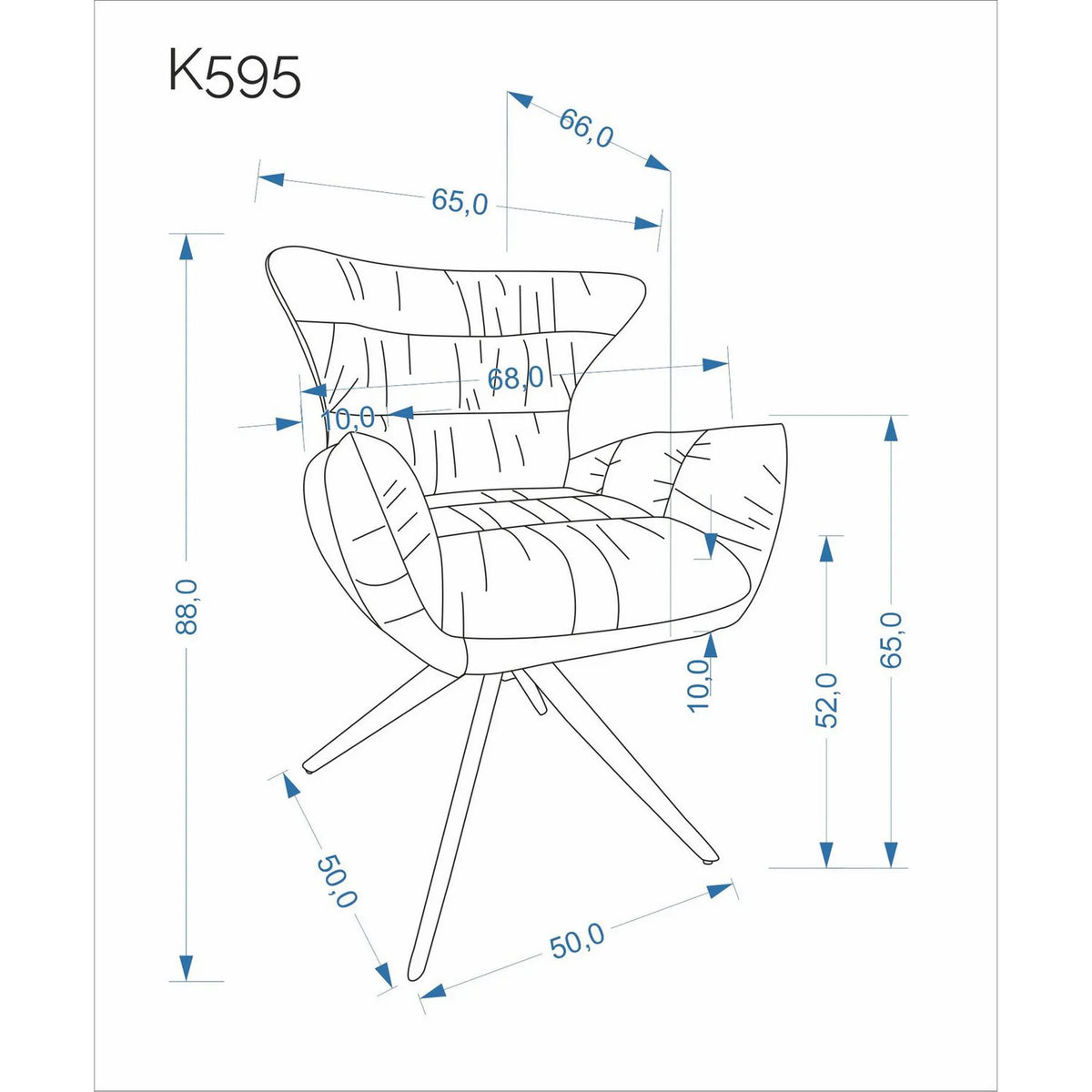 Scaun rotativ K595, gri/negru, stofa/metal, 68x66x88 cm