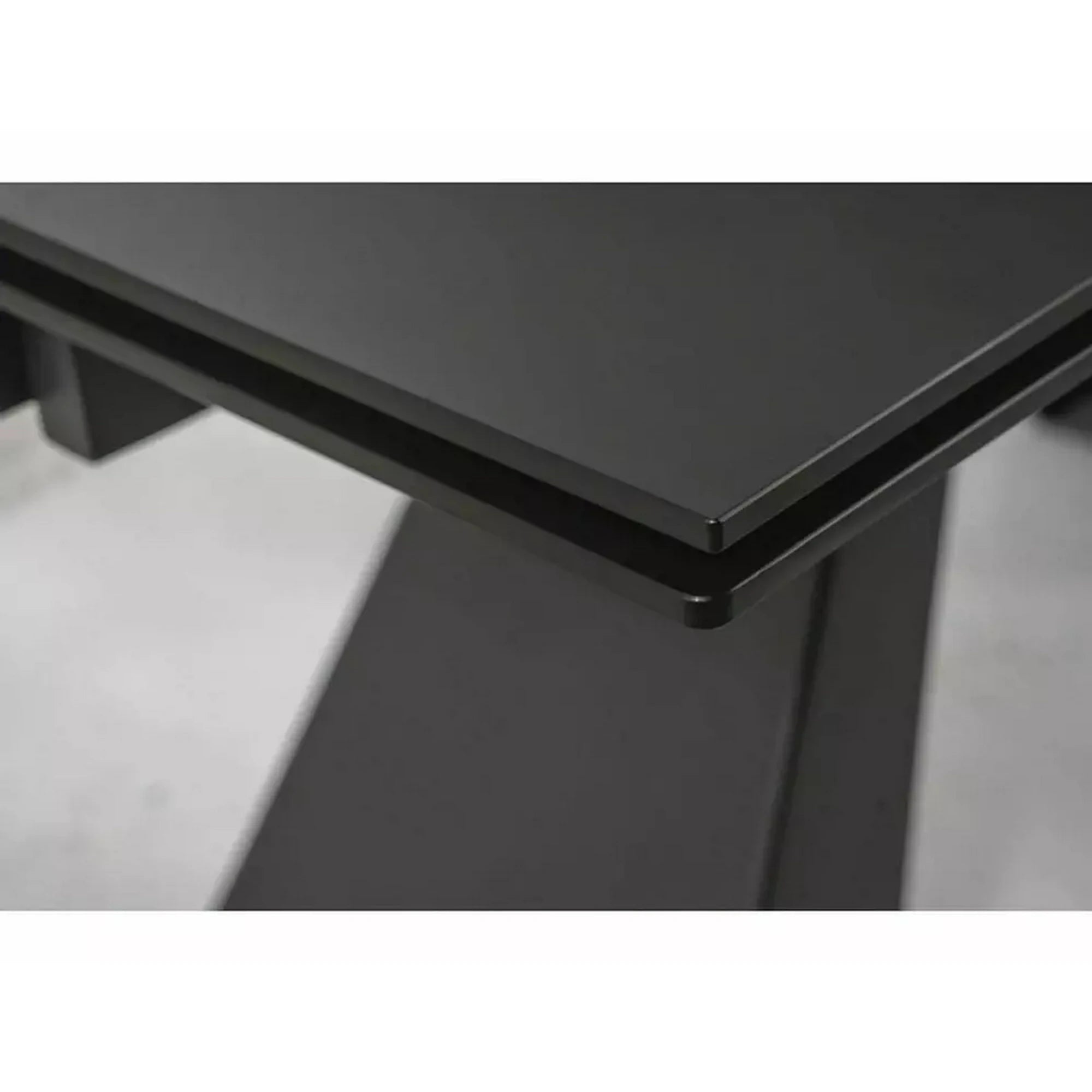 Masa extensibila SALVADORE, negru mat, sticla securizata, 120-180x80x76 cm