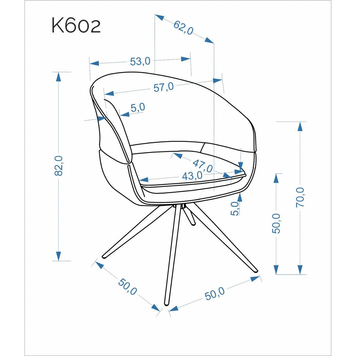 Scaun rotativ K602, cappuccino/negru, stofa/metal, 57x62x82 cm