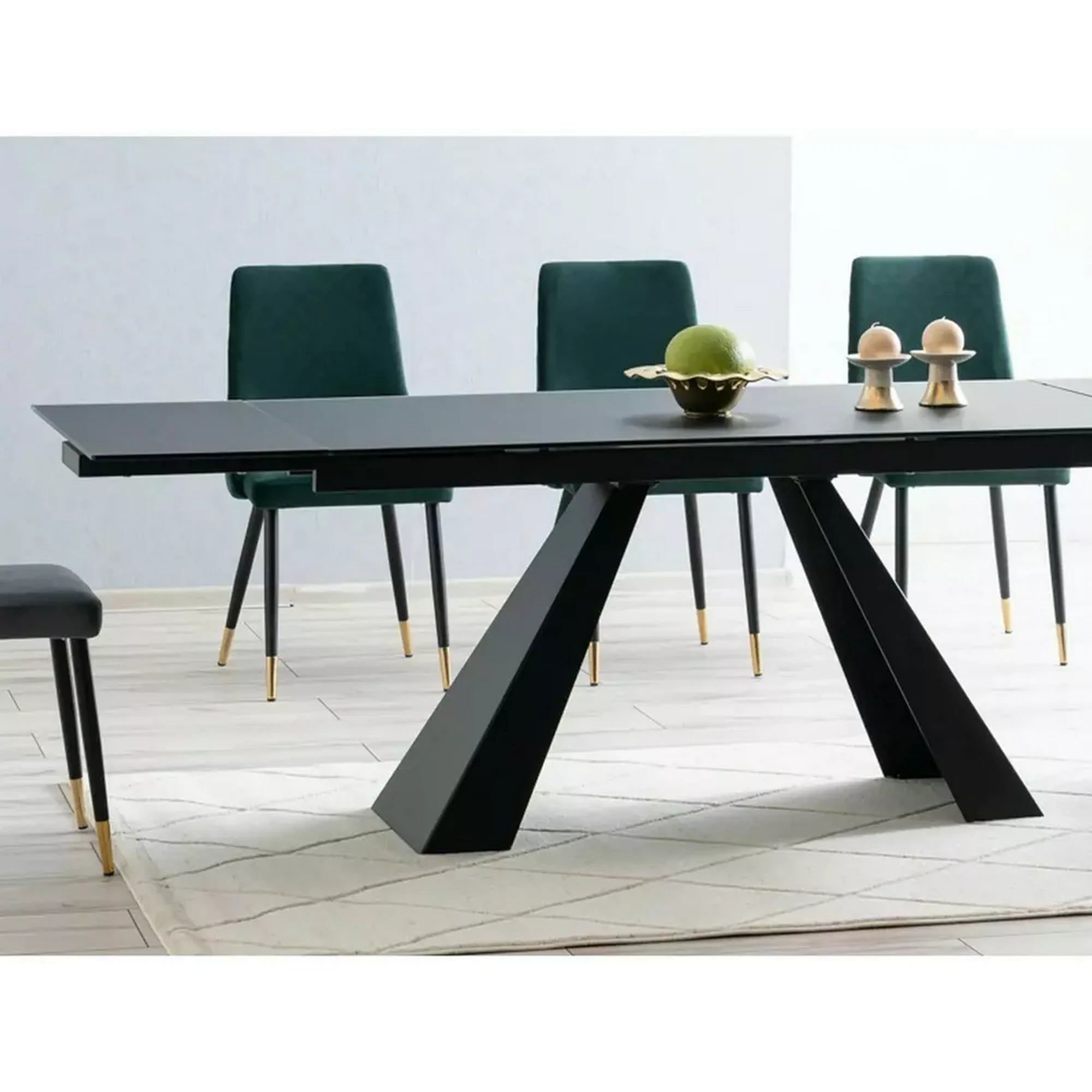 Masa extensibila SALVADORE, negru mat, sticla securizata, 120-180x80x76 cm