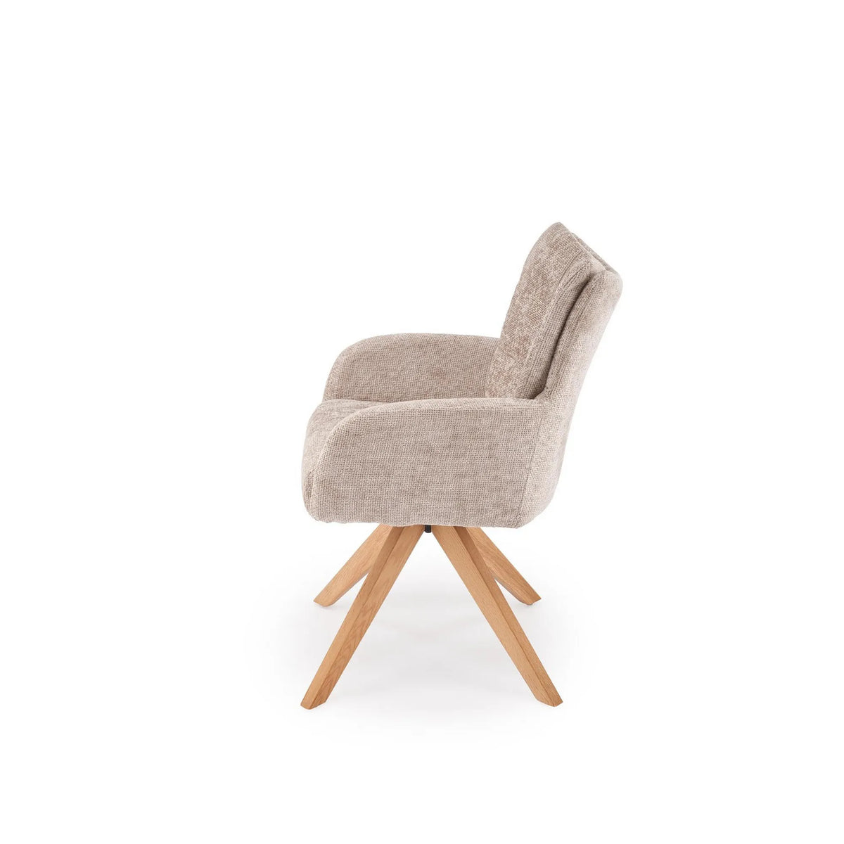 Scaun rotativ K540, bej/stejar, stofa/lemn, 60x63x89 cm