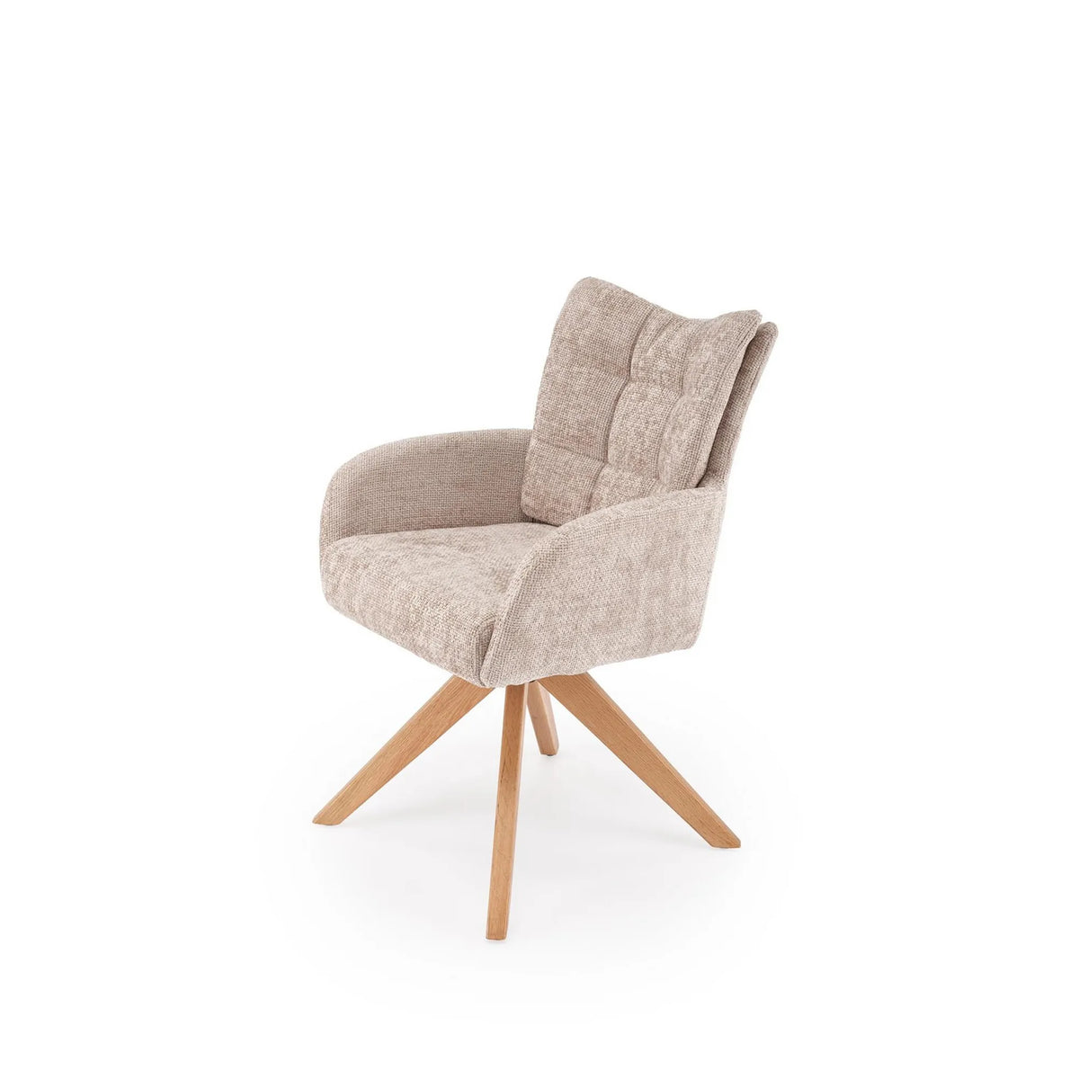Scaun rotativ K540, bej/stejar, stofa/lemn, 60x63x89 cm