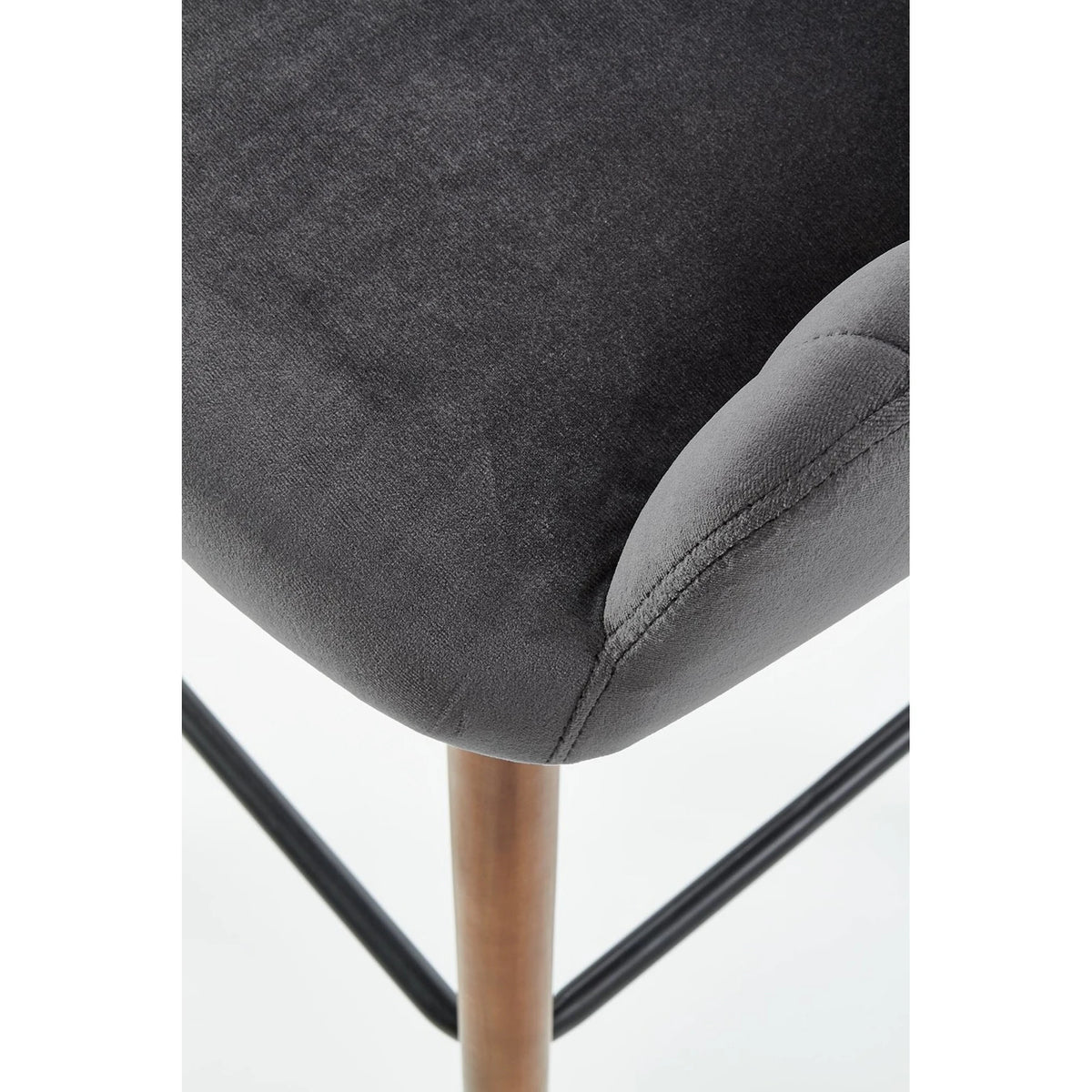 Scaun bar H93, gri inchis/nuc, stofa/lemn, 47x49x98 cm