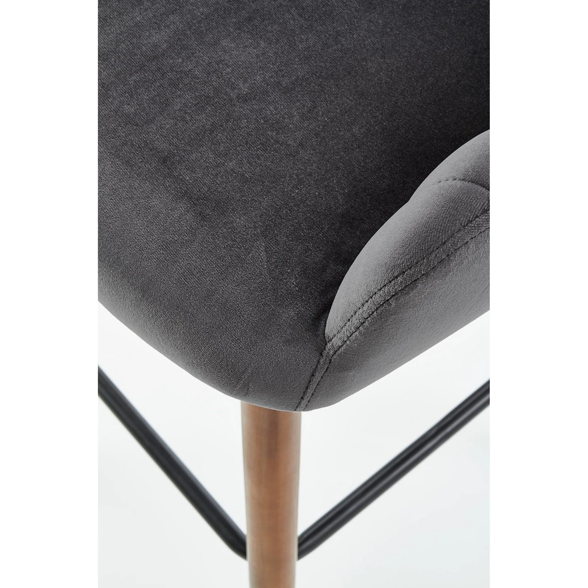 Scaun bar H93, gri inchis/nuc, stofa/lemn, 47x49x98 cm