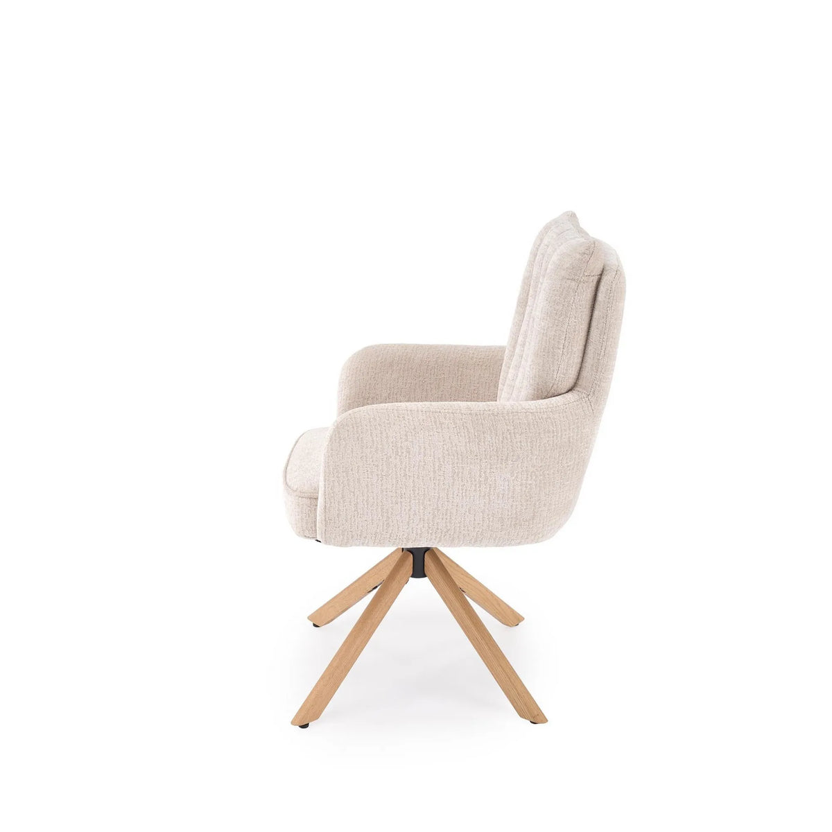 Scaun rotativ K594, bej/stejar, stofa/lemn, 60x64x95 cm