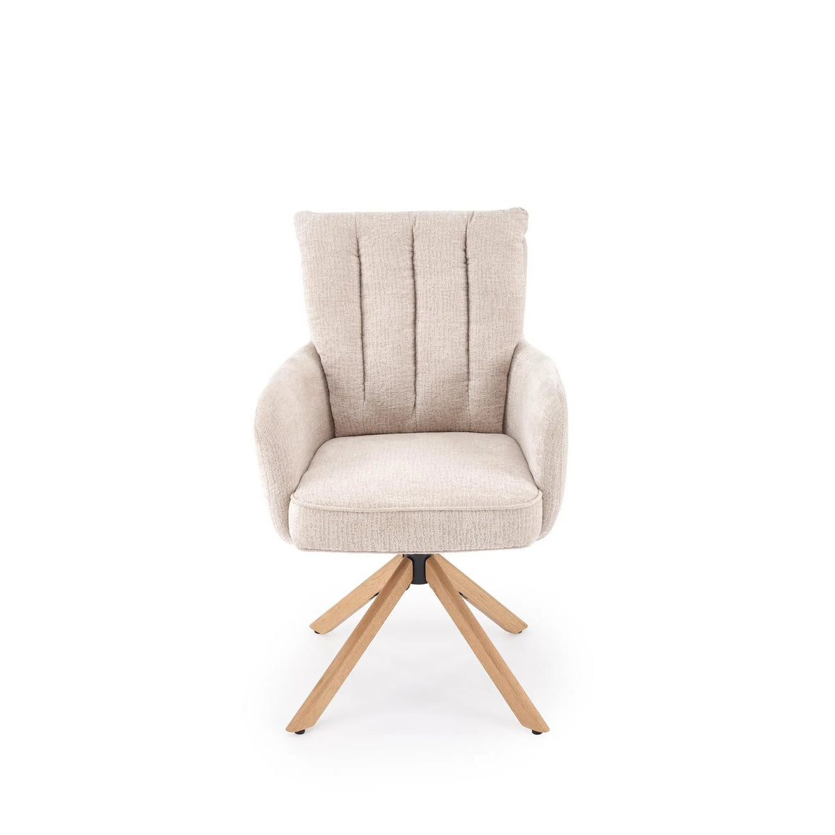 Scaun rotativ K594, bej/stejar, stofa/lemn, 60x64x95 cm