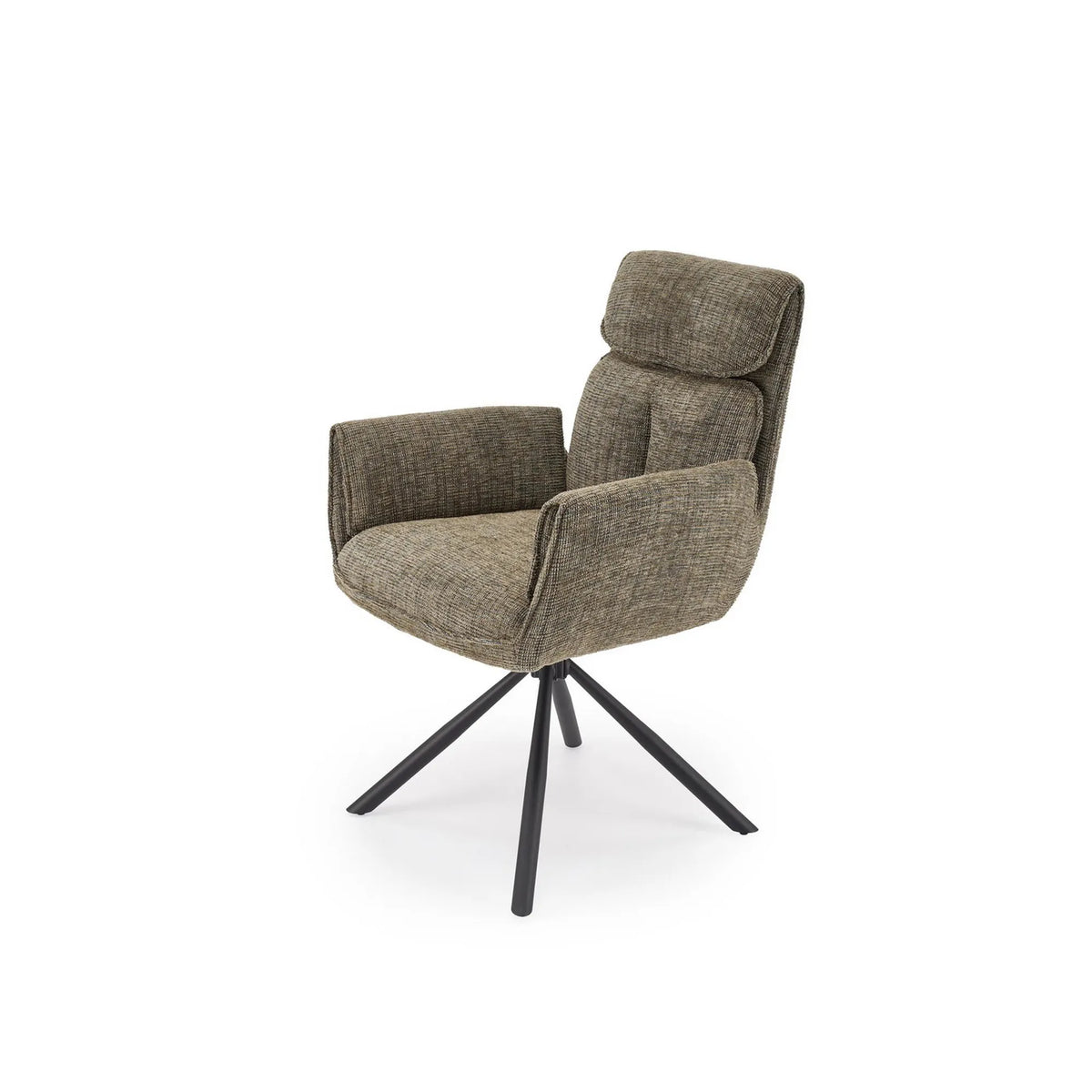 Scaun rotativ K596, verde olive/negru, stofa clasica/metal, 66x66x93 cm