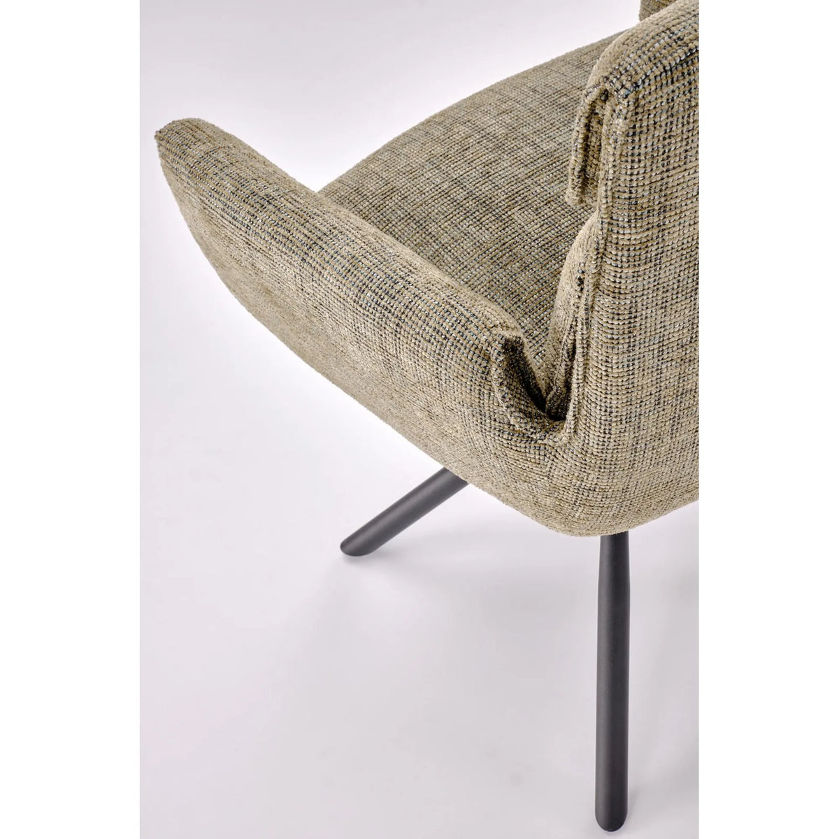 Scaun rotativ K596, verde olive/negru, stofa clasica/metal, 66x66x93 cm
