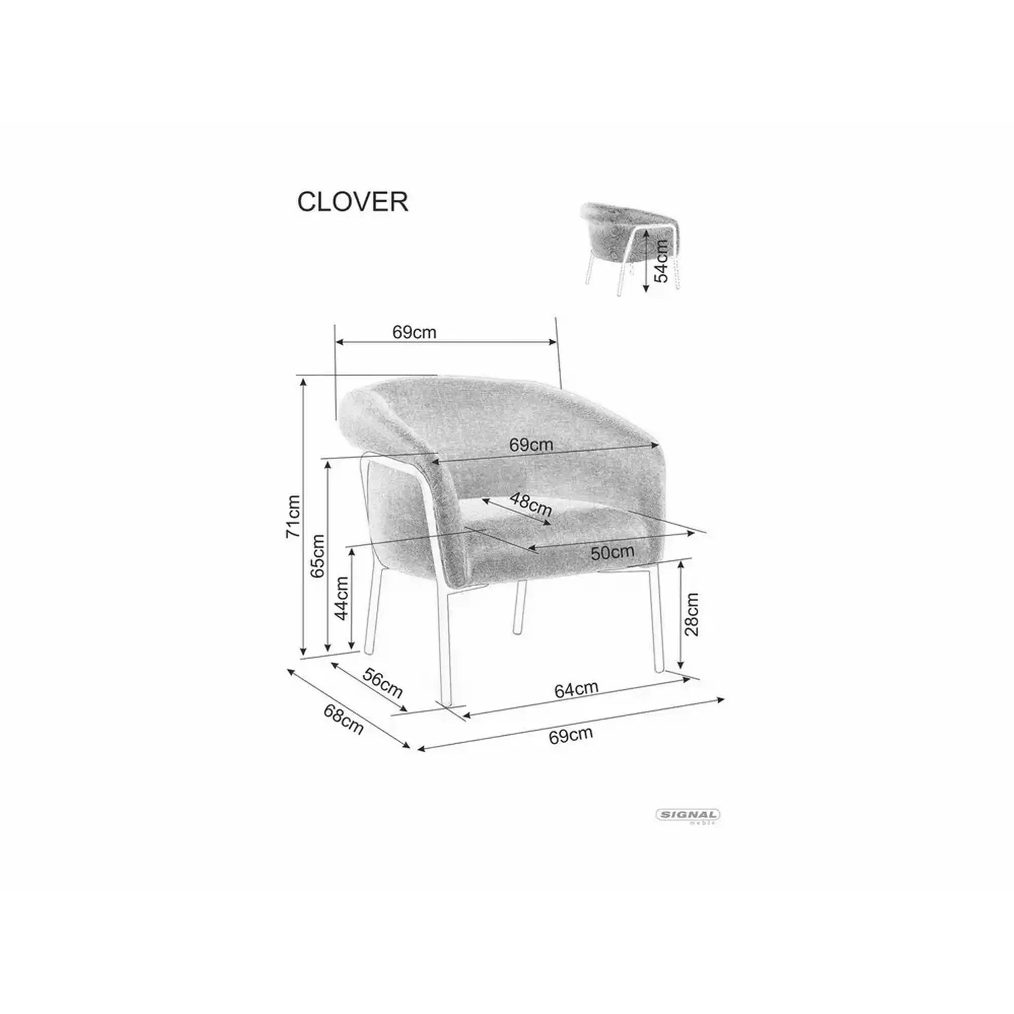 Fotoliu CLOVER, stofa clasica gri - Brego 07, 69x68x71 cm