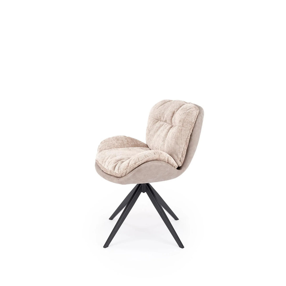 Scaun rotativ K599, bej/negru, stofa/piele ecologica/metal, 62x67x85 cm