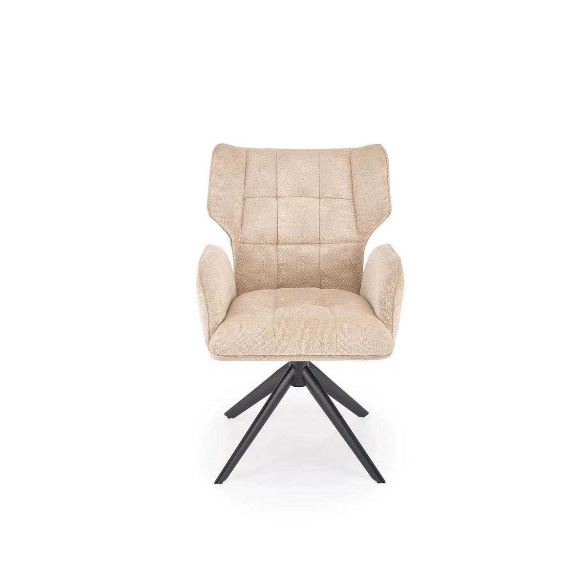 Scaun rotativ K601, bej/negru, stofa/metal, 57x64x90 cm