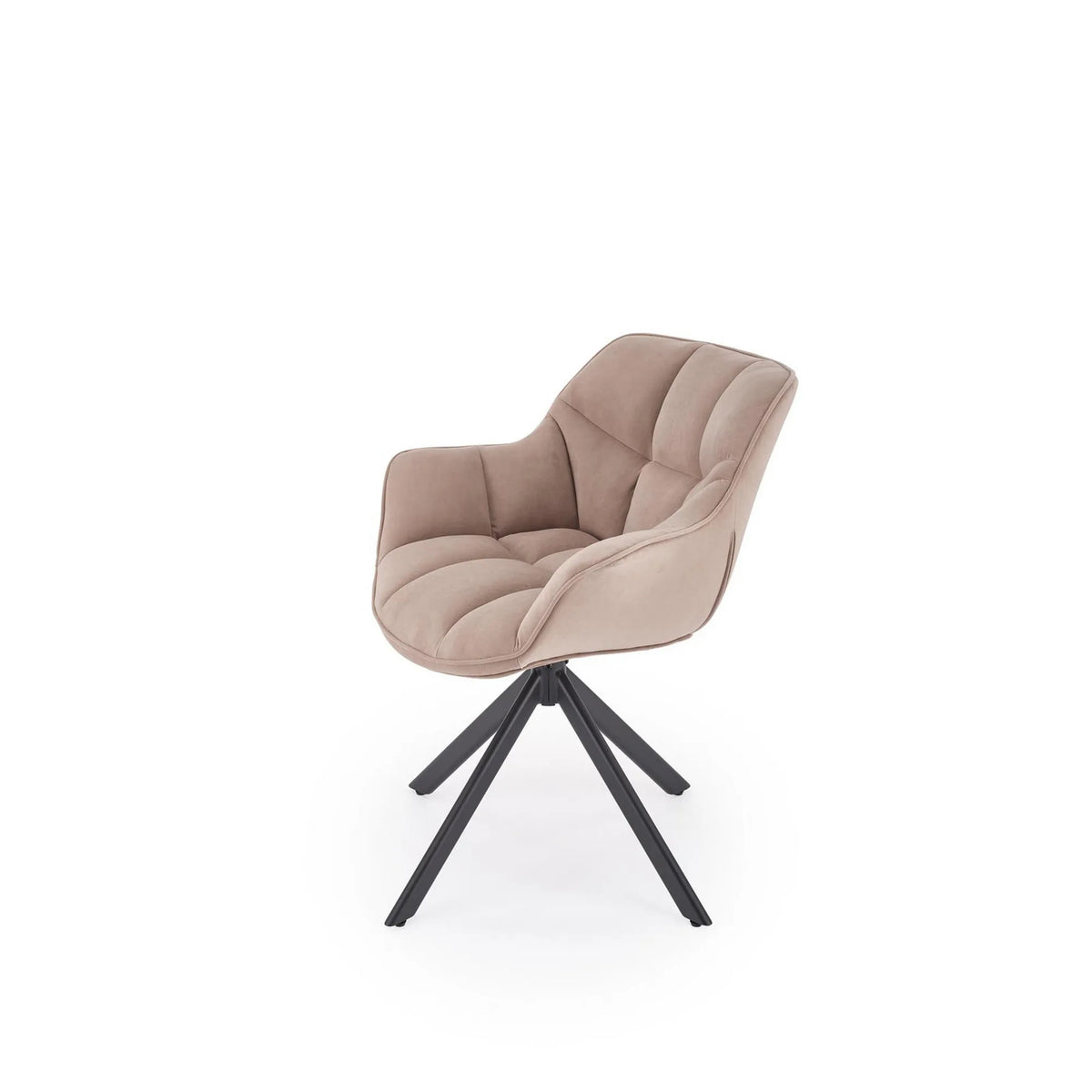 Scaun rotativ K610, bej/negru, stofa catifelata/metal, 65x64x79 cm