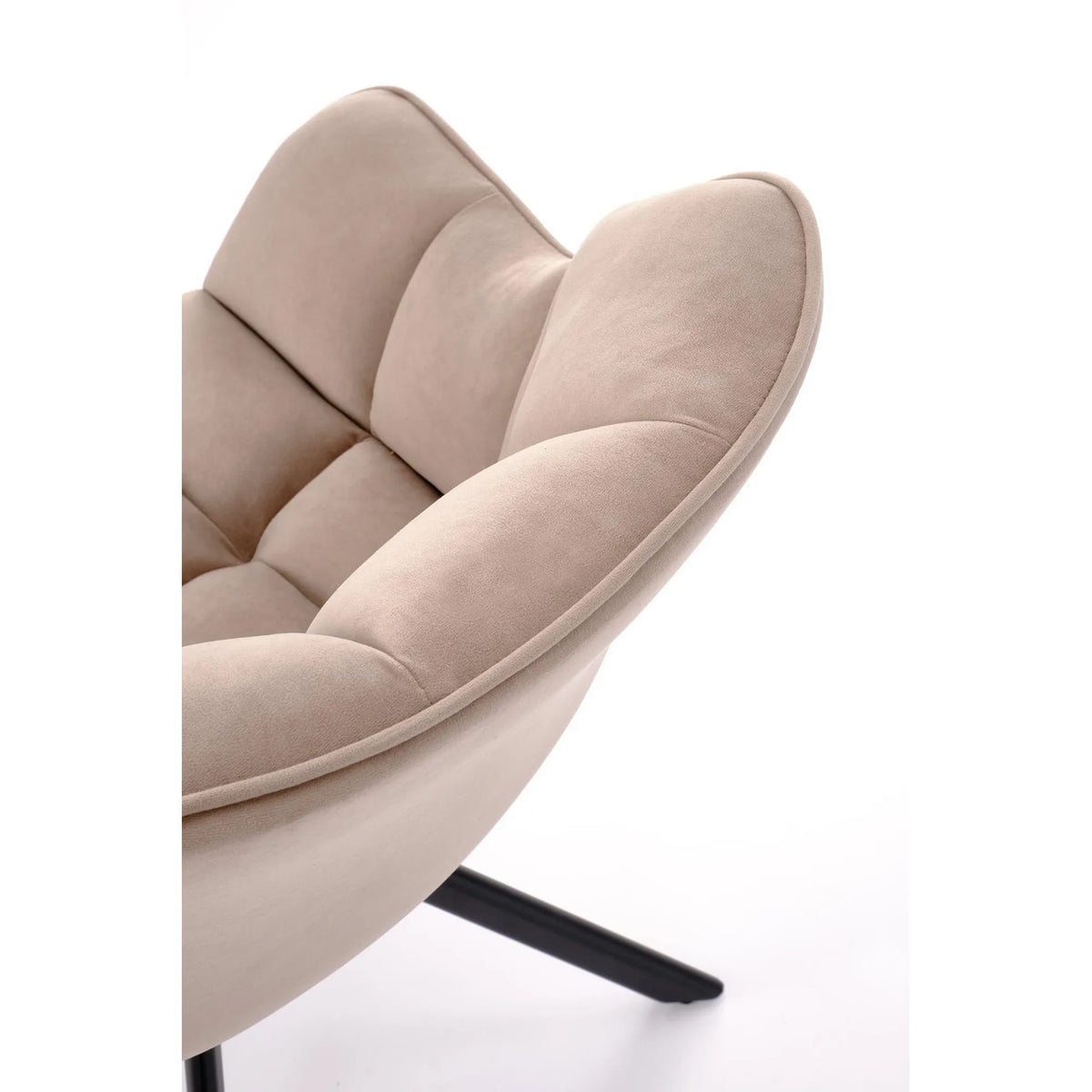 Scaun rotativ K610, bej/negru, stofa catifelata/metal, 65x64x79 cm