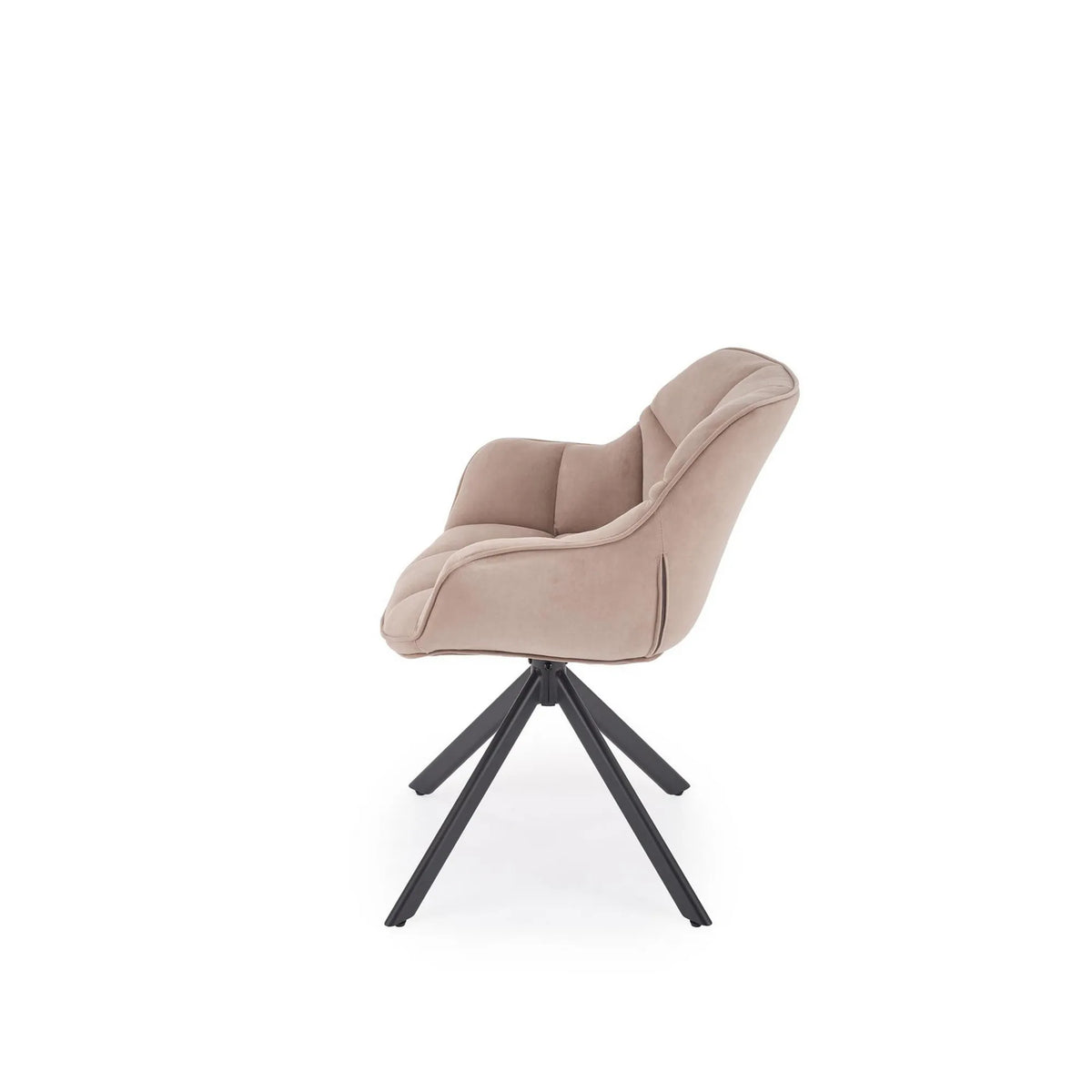 Scaun rotativ K610, bej/negru, stofa catifelata/metal, 65x64x79 cm
