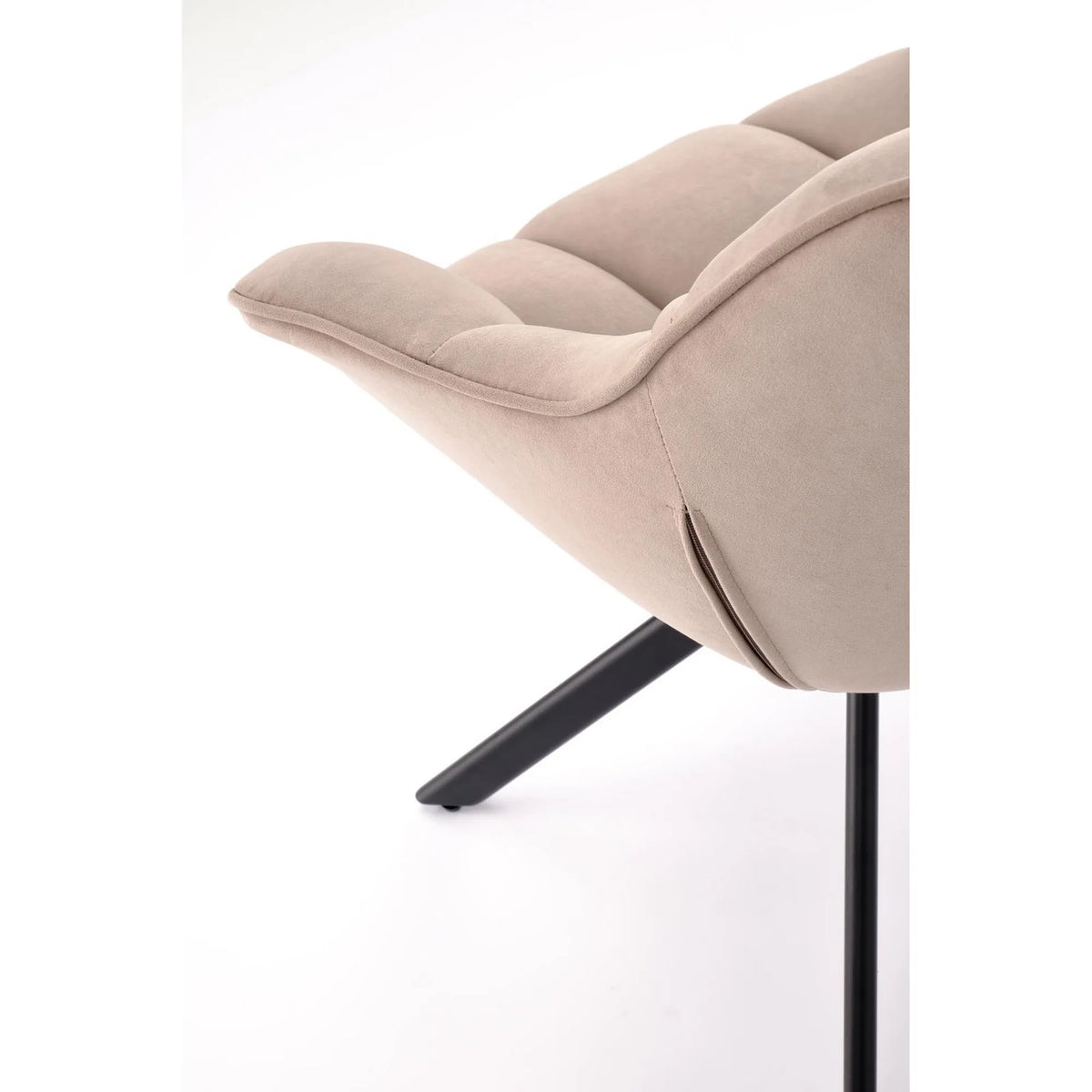 Scaun rotativ K610, bej/negru, stofa catifelata/metal, 65x64x79 cm