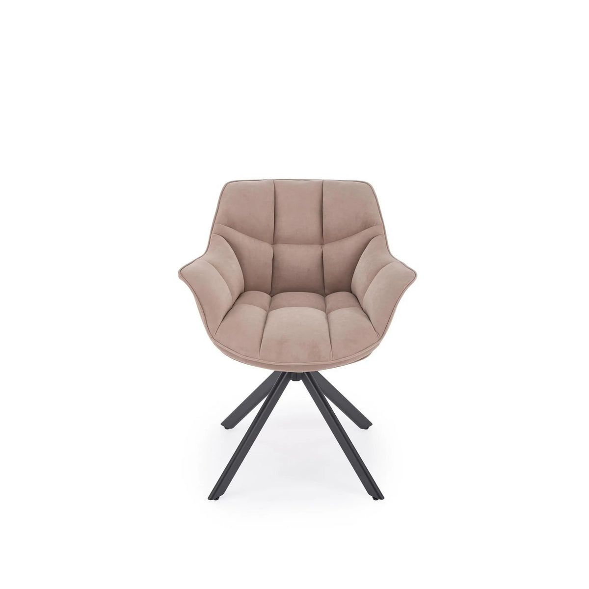 Scaun rotativ K610, bej/negru, stofa catifelata/metal, 65x64x79 cm