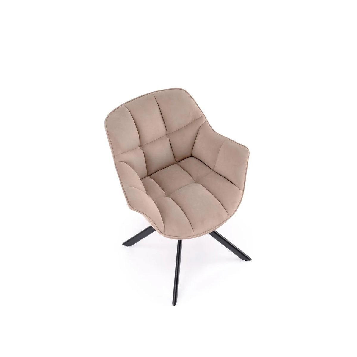 Scaun rotativ K610, bej/negru, stofa catifelata/metal, 65x64x79 cm
