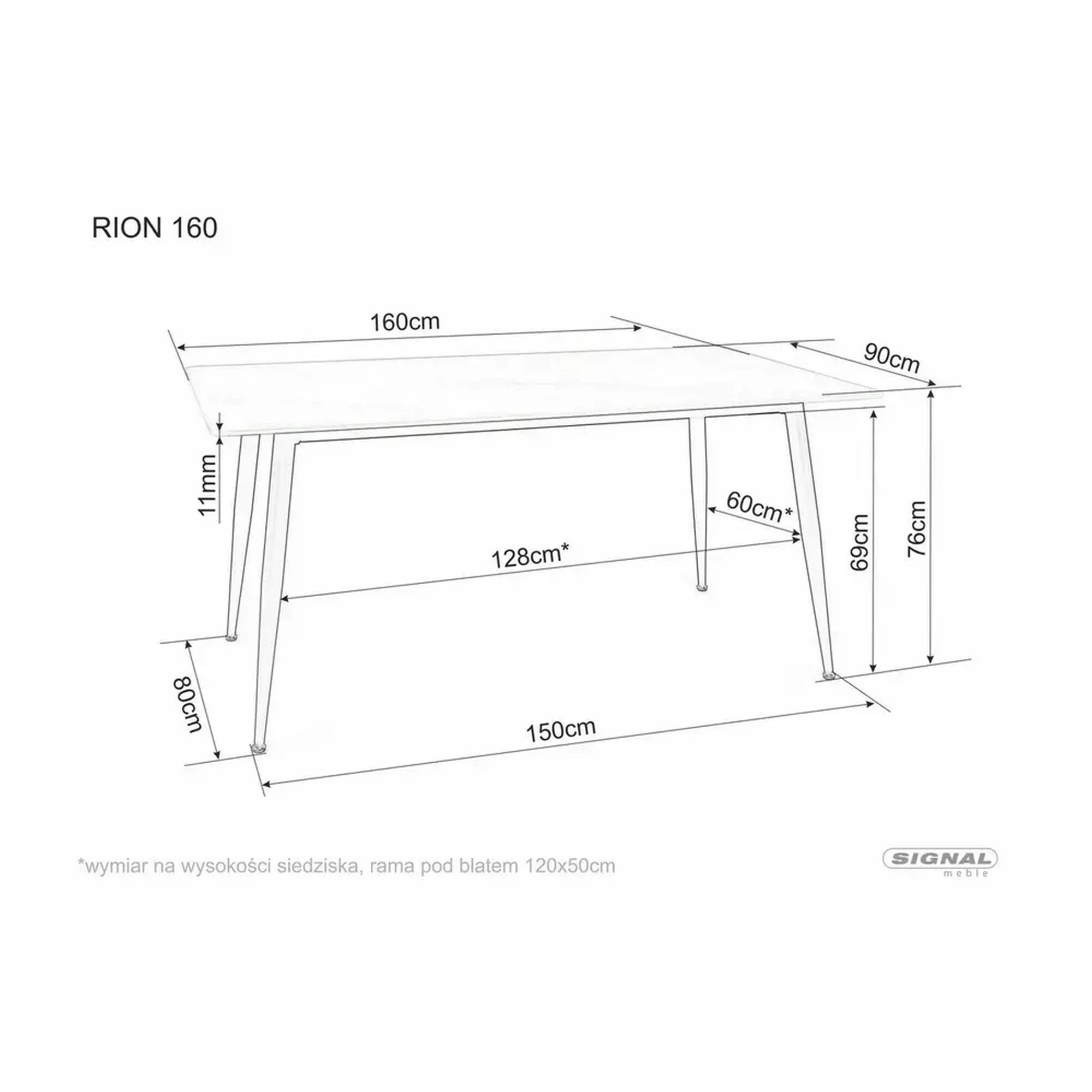 Masuta RION, alb cu efect de marmura/negru mat, ceramica/metal, 160x90X76 cm