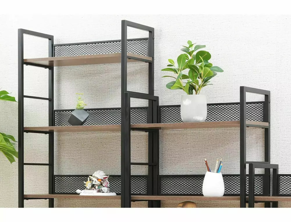 Etajera RAW R6, stejar/negru, PAL laminat/metal, 60x28x187 cm