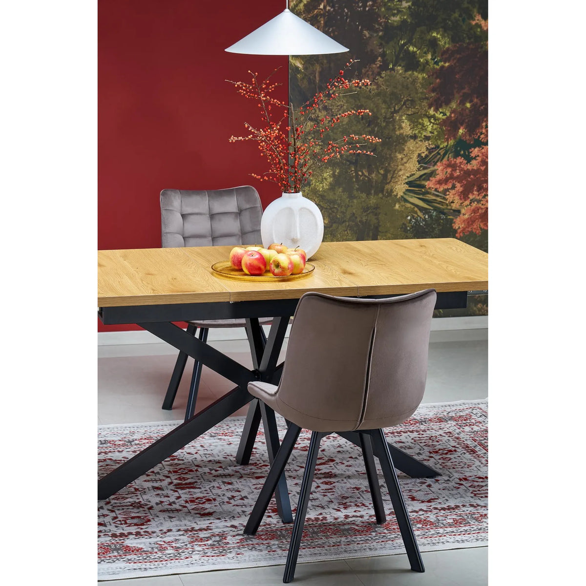 Scaun rotativ K520, maro/negru, stofa catifelata/metal, 45x63x80 cm