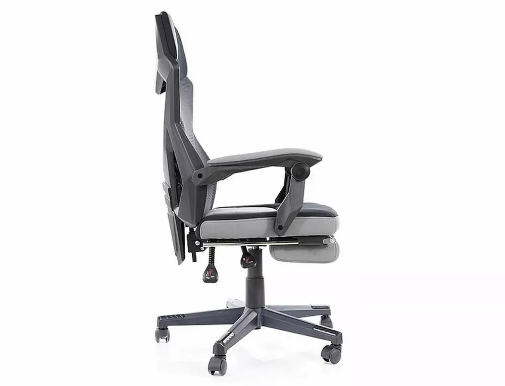 Scaun de birou Q-939, negru/gri, stofa/metal, 56x48x108/120 cm