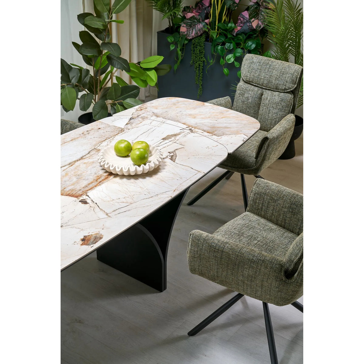 Scaun rotativ K596, verde olive/negru, stofa clasica/metal, 66x66x93 cm