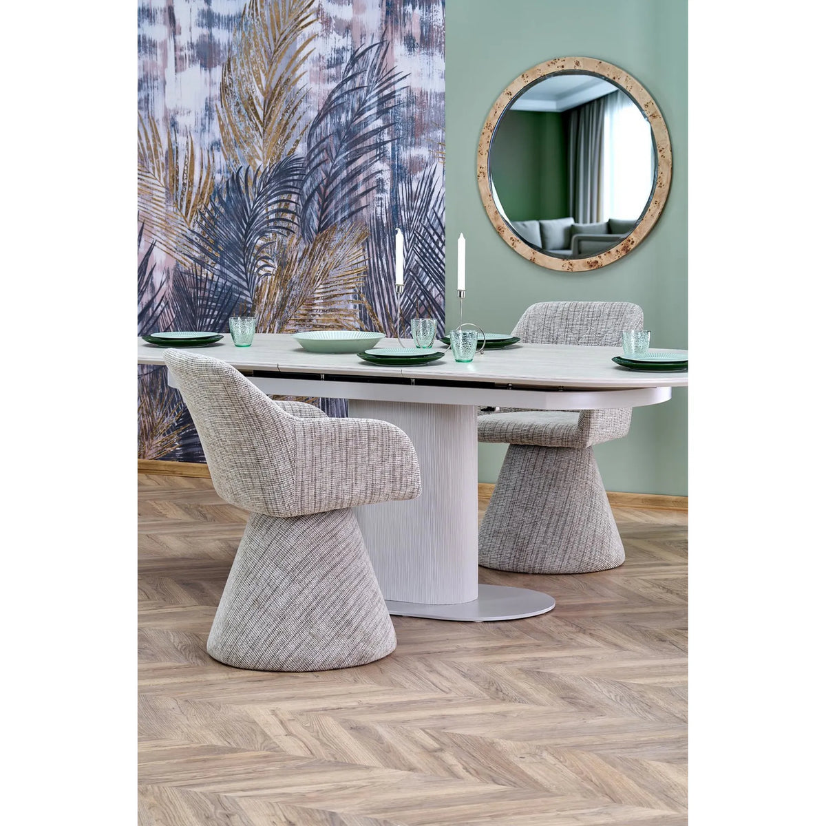 Scaun rotativ K603, stofa clasica bej, 55x55x85 cm