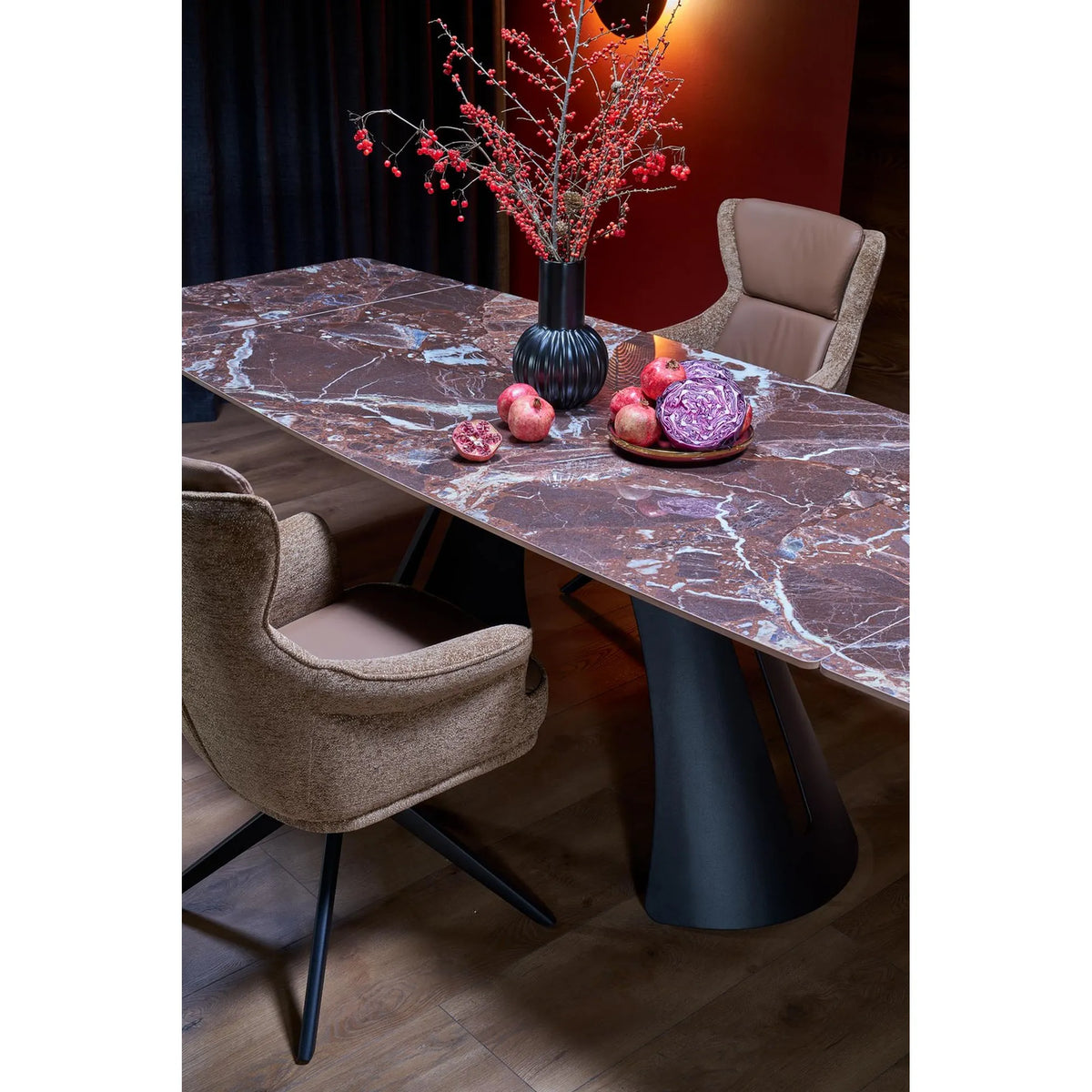 Scaun rotativ K611, maro, piele ecologica/stofa, 64x66x96 cm