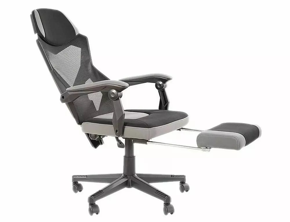 Scaun de birou Q-939, negru/gri, stofa/metal, 56x48x108/120 cm