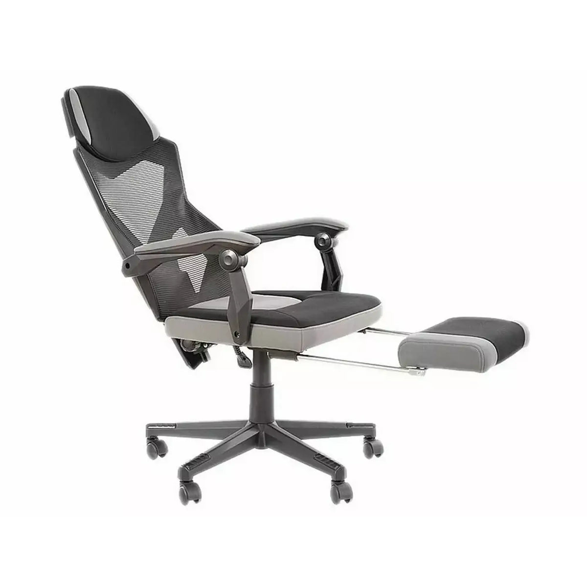 Scaun de birou Q-939, negru/gri, stofa/metal, 56x48x108/120 cm