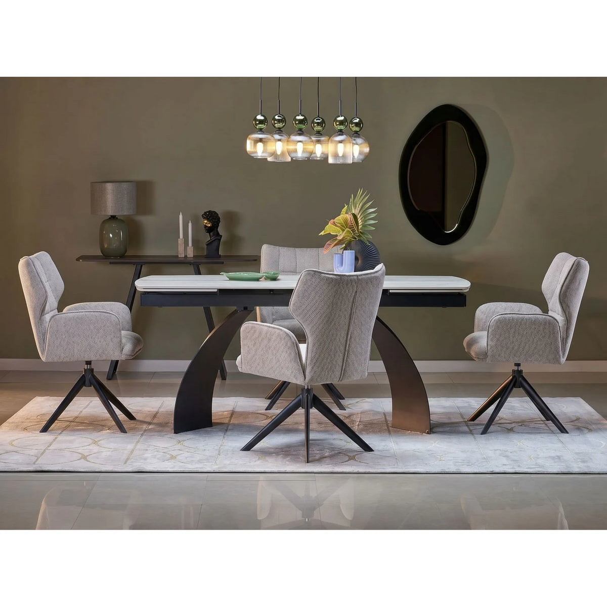 Scaun rotativ K601, gri/negru, stofa/metal, 57x64x90 cm