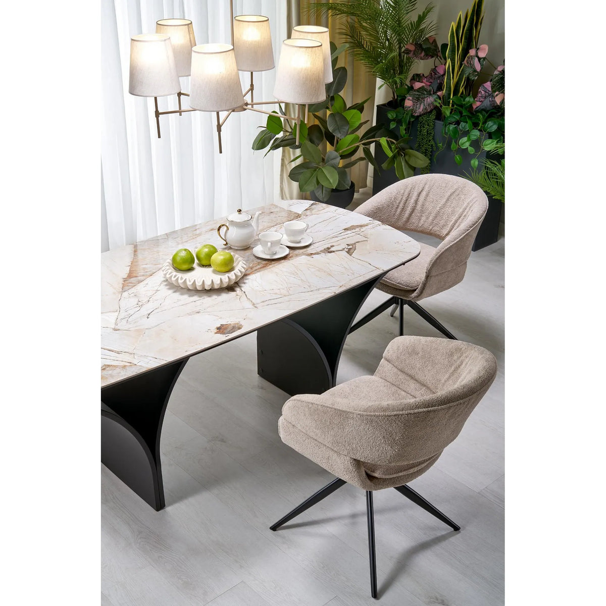 Scaun rotativ K602, cappuccino/negru, stofa/metal, 57x62x82 cm