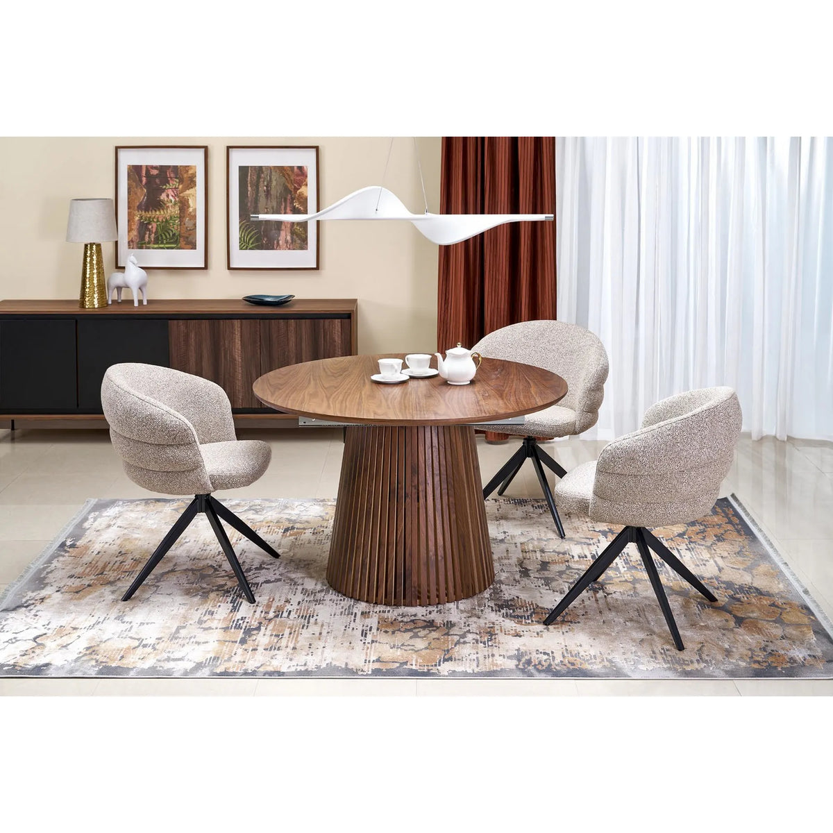 Scaun rotativ K604, bej/negru, stofa/metal, 65x62x85 cm