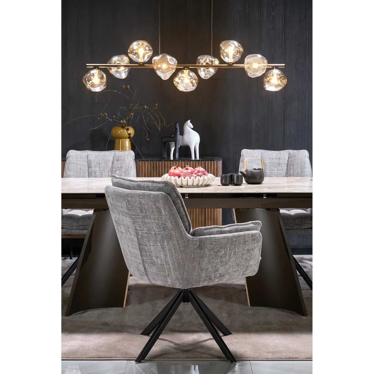 Scaun rotativ K597, gri/negru, stofa/metal, 70x67x90 cm