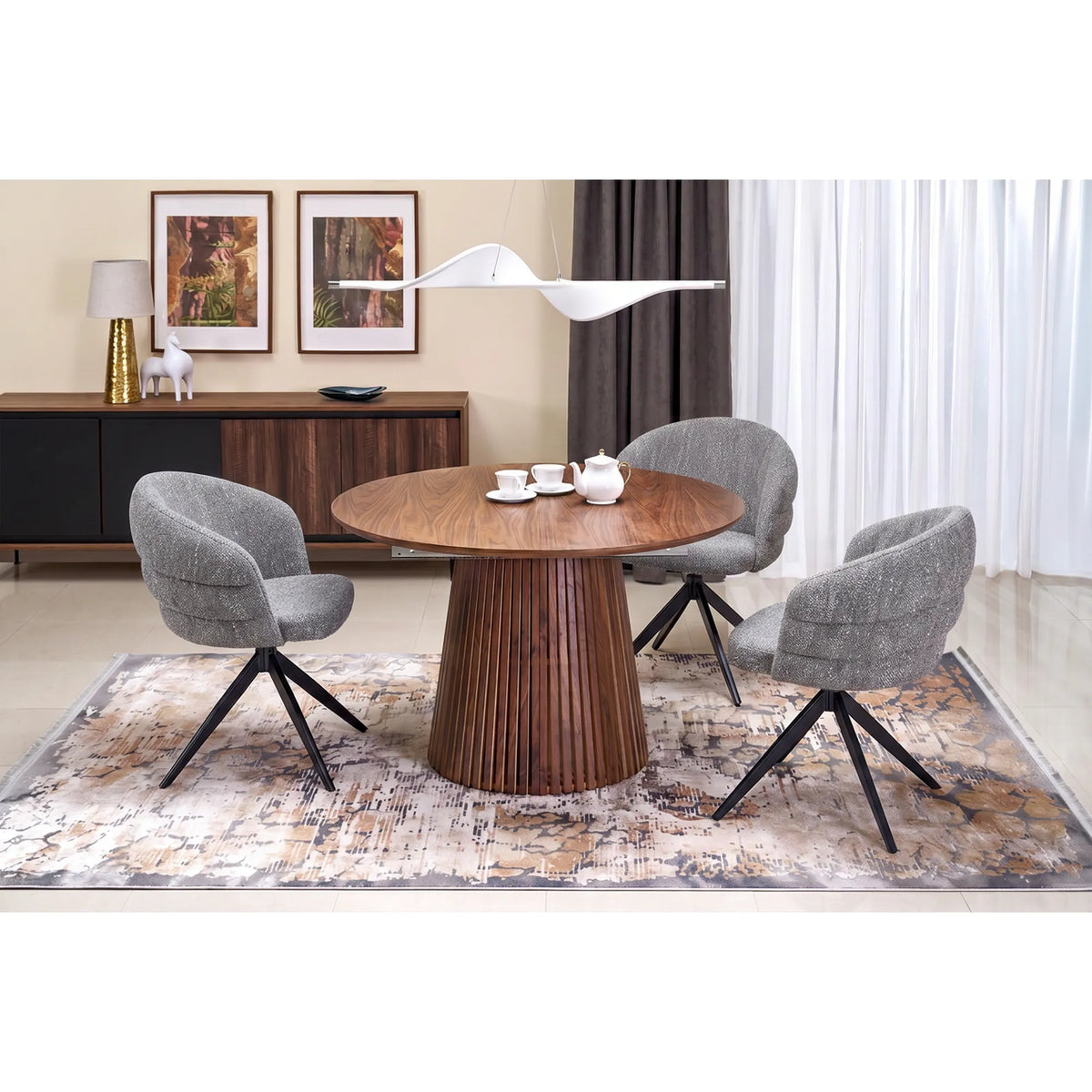 Scaun rotativ K604, gri/negru, stofa/metal, 65x62x85 cm