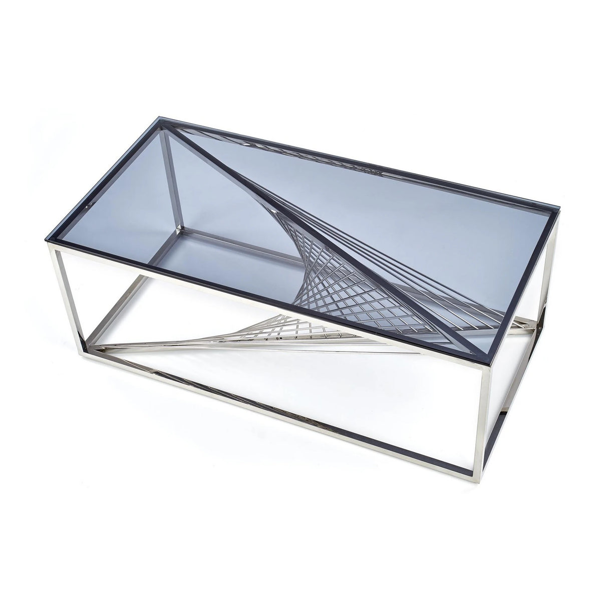 Masuta cafea INFINITY, transparent/argintiu, sticla/otel inoxidabil, 120x60x45 cm
