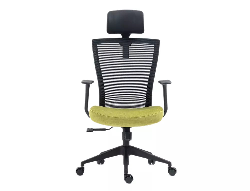 Scaun birou Q-328H, negru/verde, stofa/plasa, 62x48x97/107 cm