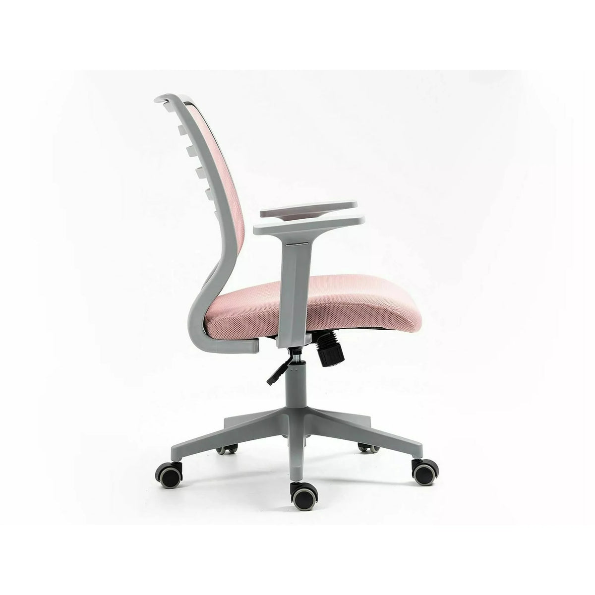 Scaun birou Q-320, roz/gri, stofa/plastic, 60x44x93/103 cm