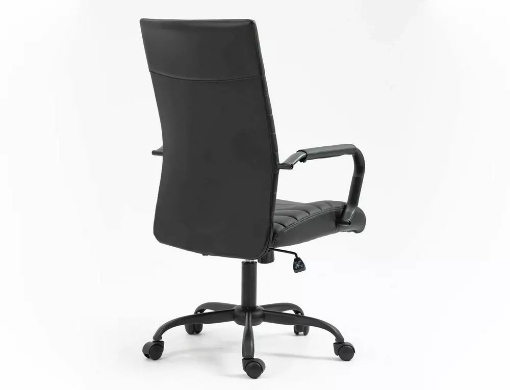Scaun birou Q-306, negru, piele ecologica/metal, 58x51x106/116 cm